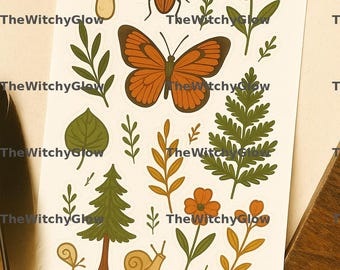 Cottagecore Sticker Sheets | Botanical Forest | Mushrooms