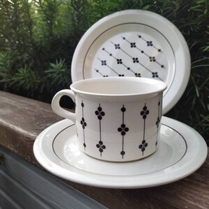 Arabia Kartano rare Tea cup and saucer with side plate  Esteri Tomula Arabia Finland