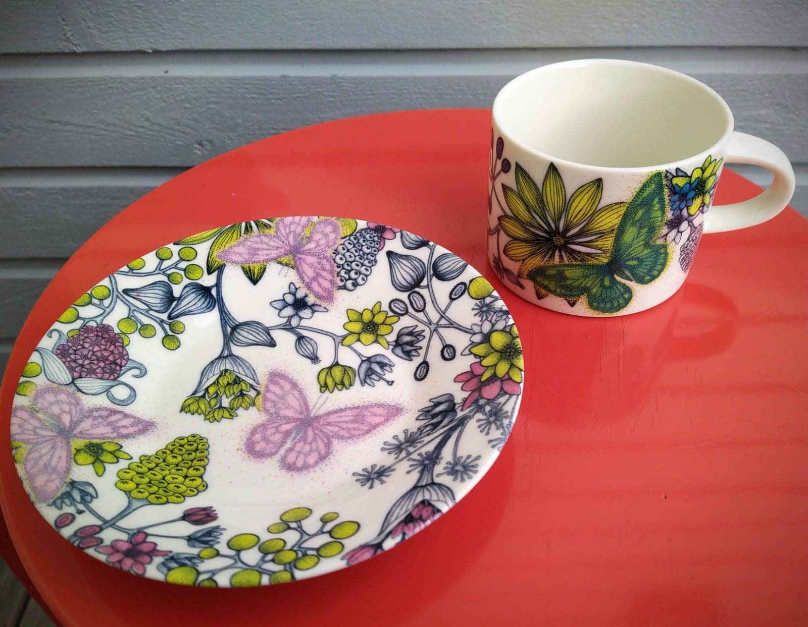 Arabia Runo Neitoperho Heini Riitanhuhta Cup,saucer Arabia