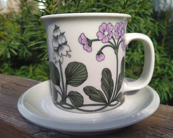 Flora cacao mug like new Esteri Tomula Arabia Finland Extra rare Koralli Aurinko Very rare D handle Ulla Propobe cup