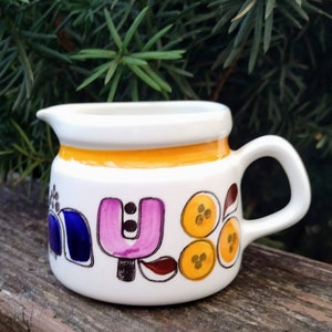 Rörstrand   handpainted Karneval small creamer or jug pattern Timo Sarvimäki and desing Kaj  Rörstrand Sweden Arabia Finland