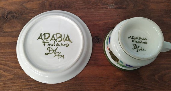 Arabia Palermo Coffee Cup and Saucer Dorrit Von Fieandt Arabia 