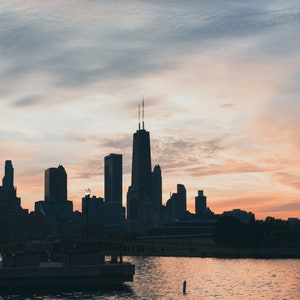 Chicago City Sunset Photography Print - Picture of Chicago Travel Print Wall Art Chicago Wall Hanging Home Decor Chicago Gift Art Lovers