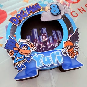 Captain super heroe / Dogman Cake Topper: Custom Birthday Party Decor