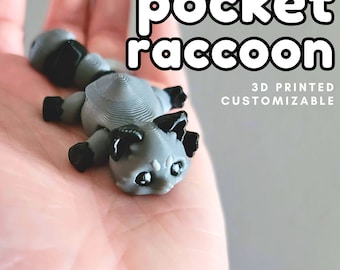 Pocket Raccoon, Tiny 3D Printed Flexi Fidget Friend