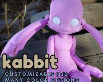 Kabbit BJD,  Ball Jointed Doll Kit, comes in kit or fully assembled, 10'' tall, DIY articulated bunny ball-jointed doll, Kabbit BJD