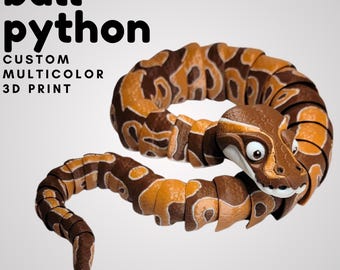 Articulated Ball Python Fidget Toy, 3D Printed Sensory Snake