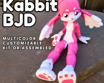 Kabbit BJD,  Ball Jointed Doll Kit, comes in kit or fully assembled, 10'' tall, DIY articulated bunny ball-jointed doll, Kabbit BJD