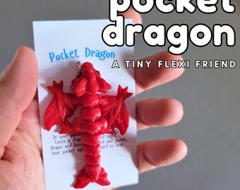 Pocket Dragon, Tiny Flexi Friend, Cute Gift to Send to a Friend or Loved One, Pocket Pal, Anxiety, Autism, or ADHD Fidget Toy, Worry Pet
