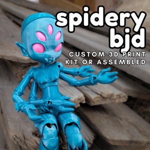 Spidery BJD,  Ball Jointed Doll Kit, comes in kit or fully assembled, 10'' tall, DIY articulated spider ball-jointed doll, Kabbit BJD