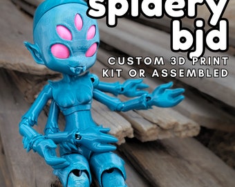 Spidery BJD,  Ball Jointed Doll Kit, comes in kit or fully assembled, 10'' tall, DIY articulated spider ball-jointed doll, Kabbit BJD