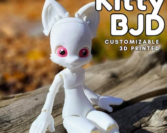 Kitty BJD, 10'' 3D Printed Cat Doll, DIY Kit or Assembled