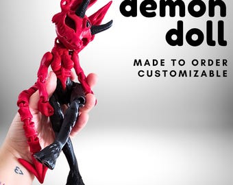 Customizable 3D Printed Demon Doll, Articulated Gothic Figurine, Fantasy Doll, Horror Collectible, Made to Order, Creepy Cute Gift