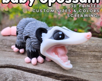 Baby Opossum Fidget Toy, Desk Fidget Toy, Sensory Toys, ADHD Fidget, 3D Printed Possum Made to Order, Custom Keychain, Screaming Opossum