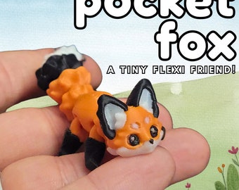 Pocket Fox, Tiny Flexi Fidget Friend, Anxiety Relief Toy