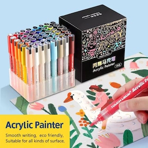 42 Artistro Acrylic Paint Pens Extra Fine Tip 0.7mm Great for Rock Painting,  Wood, Ceramic and Glass 40 Colors Extra Black&white -  Israel
