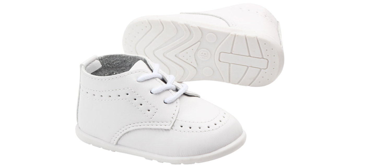 white hard bottom baby shoes