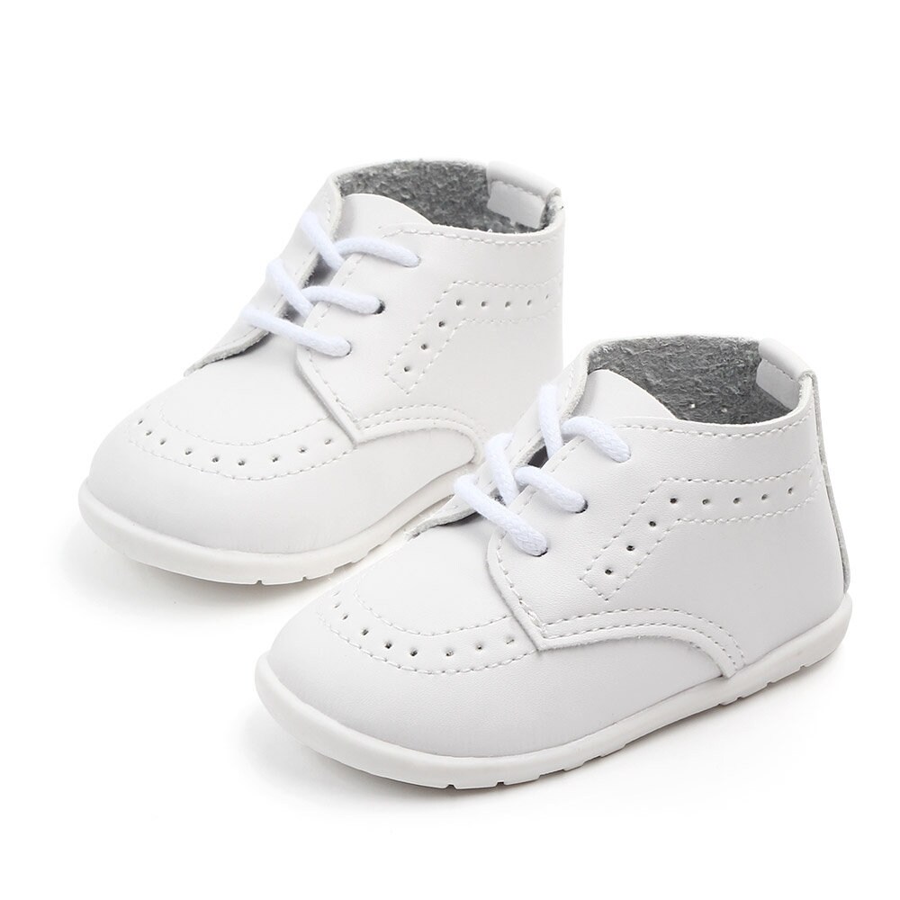 white hard bottom baby shoes