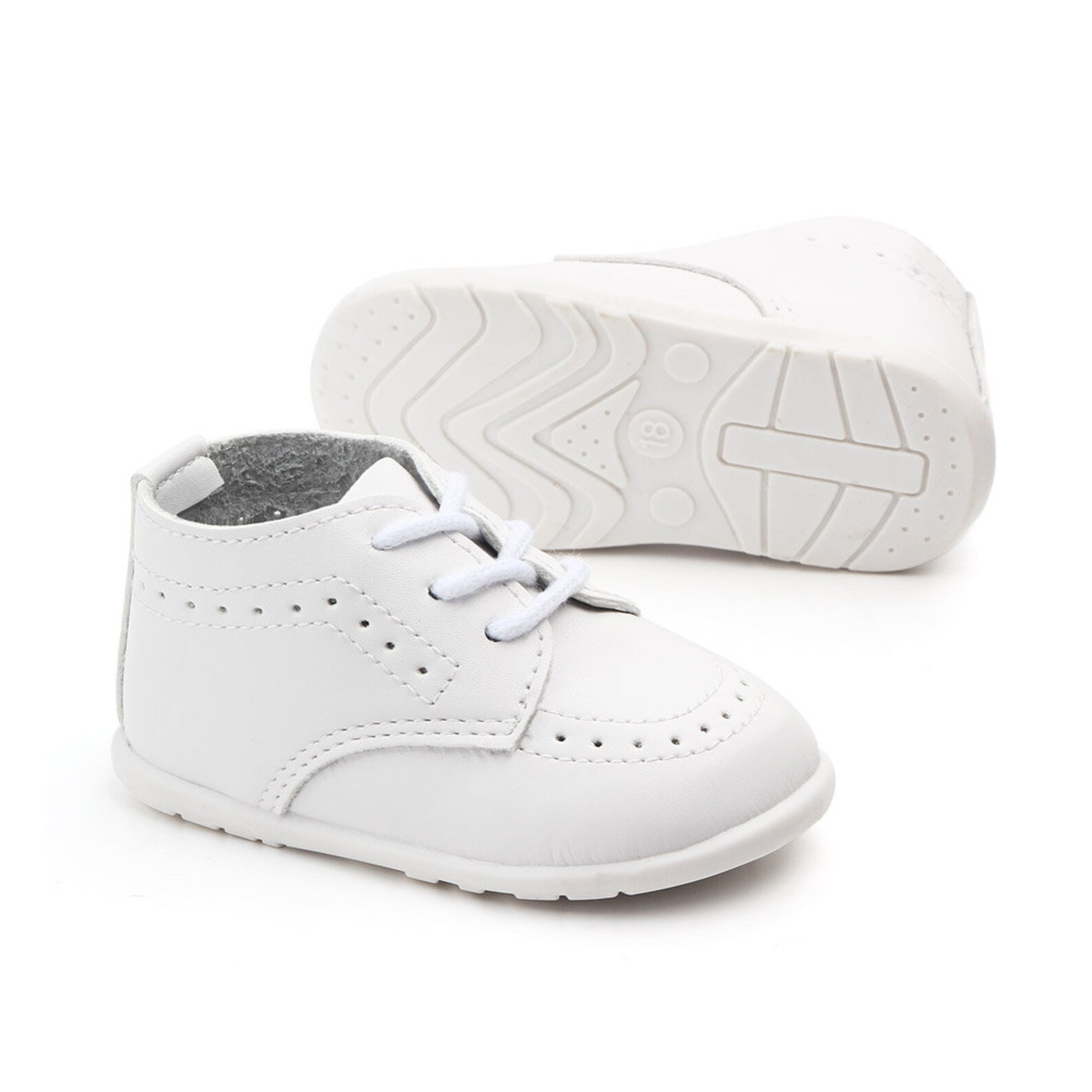 white hard bottom baby shoes