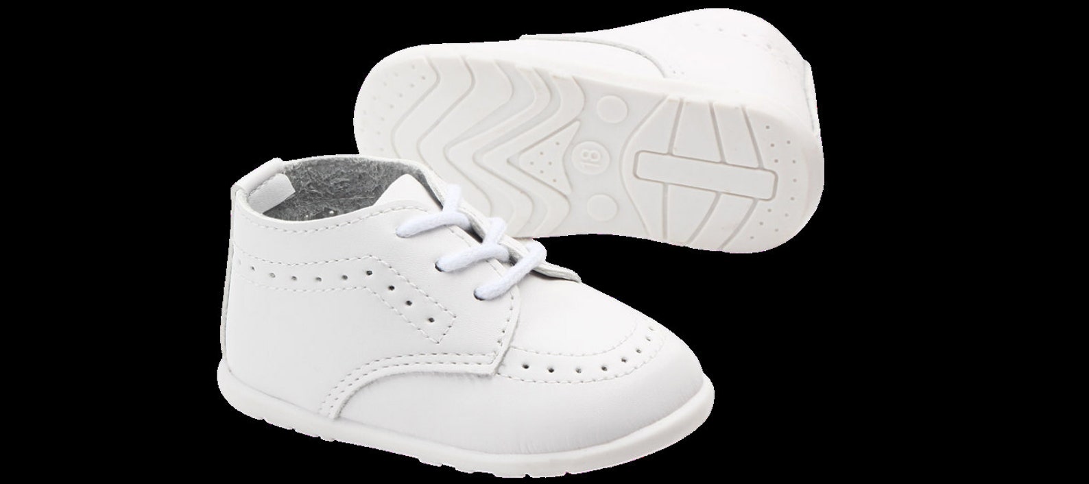 white hard bottom baby shoes