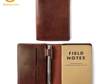 Custom Vintage Mini Notepad Genuine Leather Notepad Sleeve with Pen Holder & pen