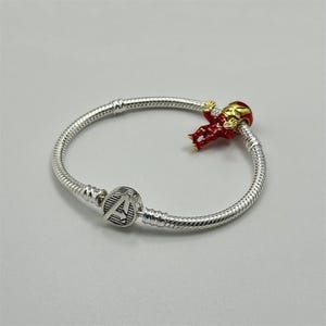 pandora  moments  the avengers logo clasp snake chain  bracelet iron man