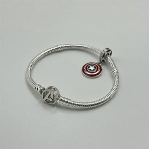 pandora  ale s925 silver captain america charm and bracelet gift set