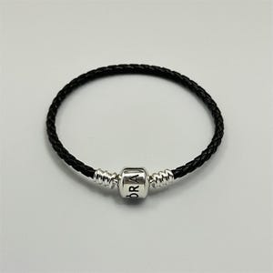 pandora-armband enkelvoudig gevlochten leren zwarte armband