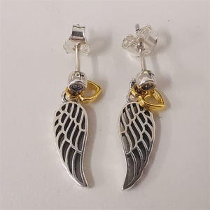pandora sterling silver love wing earrings