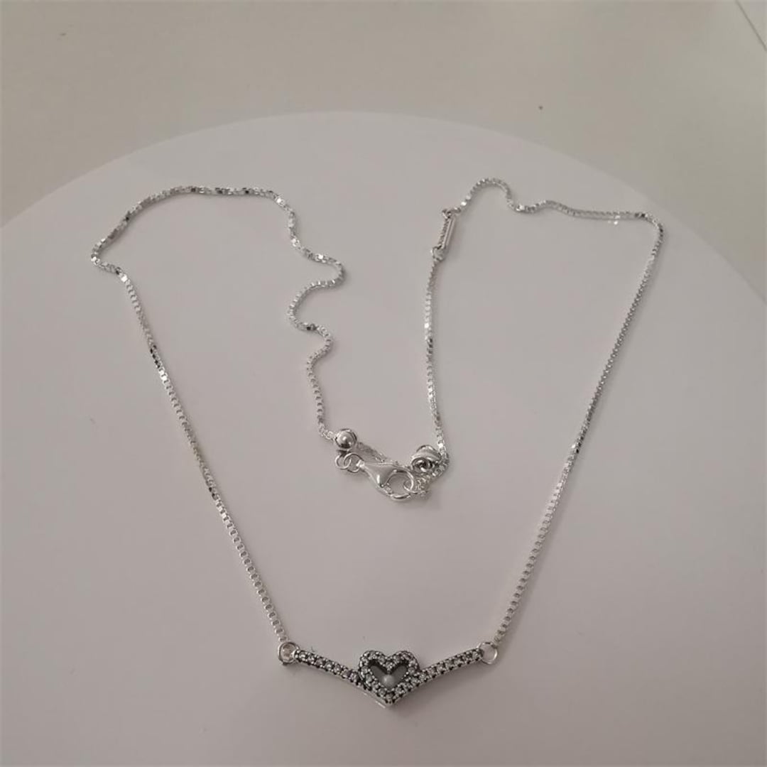 Pandora Sparkling Wishbone Heart Collier Necklace Pandora