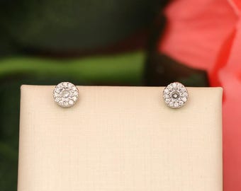 Boucles d'oreilles en argent s925 pour femmes, petites boucles d'oreilles irrégulières en diamant