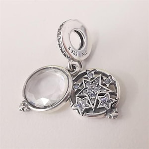 pandora 925 sterling silver magnified star double dangle charm pendant
