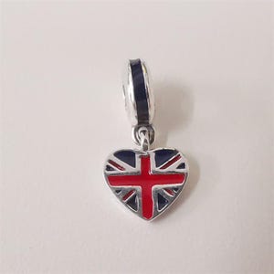 pandora charm bead great britain heart flag charm