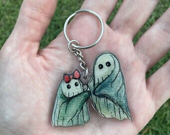 Ghosts keychain acrylic watercolour design