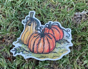 Pumpkins dye cut sticker original watercolour artwork