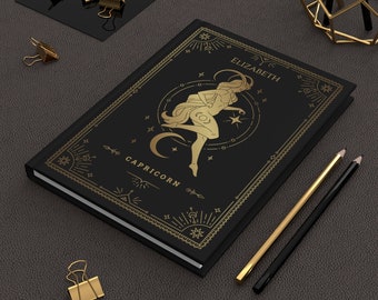 Personalized Capricorn Journal for Kids & Adults | Capricorn Zodiac Gifts for Men and Women | Custom Zodiac Notebook Cover