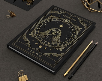 Personalized Virgo Journal | Custom Virgo Notebook | Custom Name Journal with Zodiac Sign
