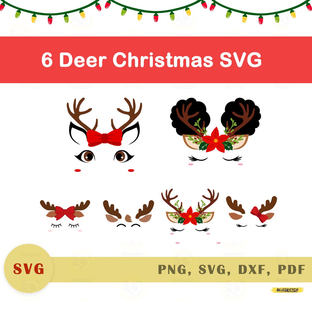 Christmas Reindeer Faces SVG Bundle Girl Reindeer SVG Boy Etsy