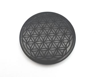 Flower of Life Shungite Phone Plate – EMF Phone Sticker, Sacred Geometry Laptop Sticker, EMF Blocking Tech Accessory Gift