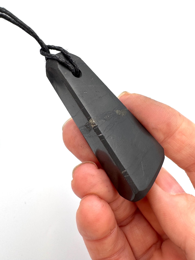 Trapezium Shungite Pendant – Empath Protection Necklace, EMF Blocking Jewelry, Grounding Healing Crystal, Spiritual Gift image 18