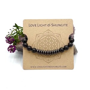 Shungite + Hematite Bracelet, Gemstone EMF Protector Bracelet, Empath Protection Bracelet