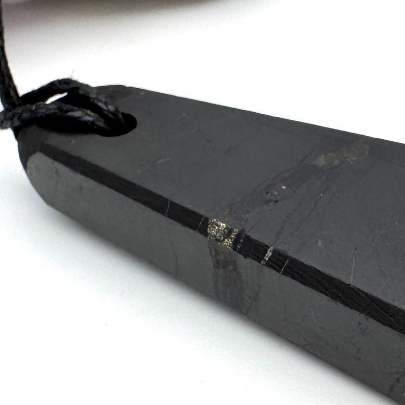Trapezium Shungite Pendant – Empath Protection Necklace, EMF Blocking Jewelry, Grounding Healing Crystal, Spiritual Gift image 9