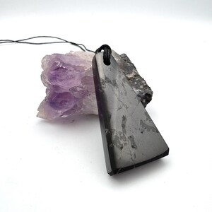Trapezium Shungite Pendant – Empath Protection Necklace, EMF Blocking Jewelry, Grounding Healing Crystal, Spiritual Gift image 16