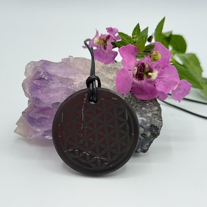 Flower of Life Shungite Pendant EMF and Empath Protection Energy Balance