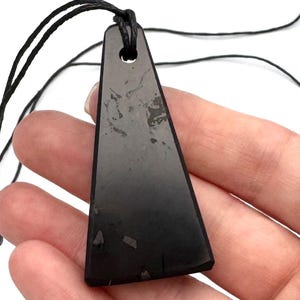 Trapezium Shungite Pendant – Empath Protection Necklace, EMF Blocking Jewelry, Grounding Healing Crystal, Spiritual Gift image 6