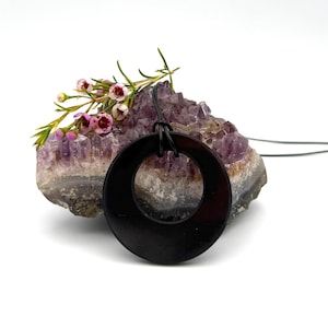 Polished Shungite Pendant Necklace, Empath Protection Jewelry, EMF Protector Protection Necklace
