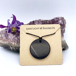 3cm Round Shungite Pendant: EMF Empath Protector Spiritual Jewelry