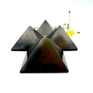 Shungite Pyramid Set, EMF Protector,  Shungite Bundle, Crystal Pyramid