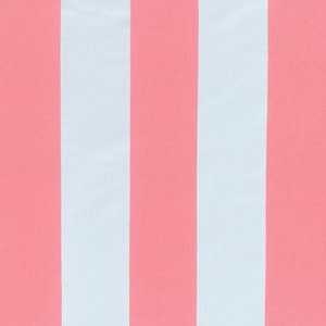 Pink and White Striped Outdoor Fabric Screen-printed onto a Marine Grade Cloth. UV & Water Resistant. For Upholstery and Cushions 140cm W.