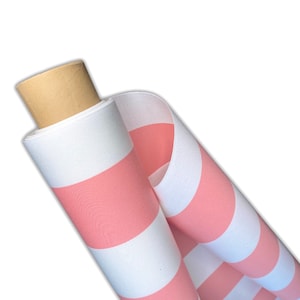 Sunbrella Pink and White Block Striped Canvas for outdoor awnings, marine applications and outdoor seating & cushions. image 3